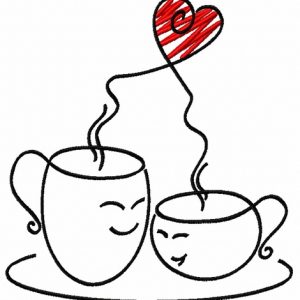 Coffee cups embroidery design