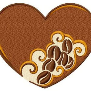 Coffee heart embroidery design