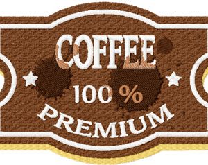 Vintage Coffee Premium label embroidery design