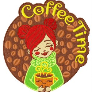 Coffee time embroidery design