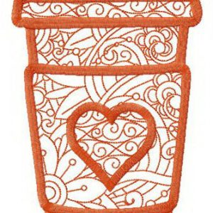 Coffee to go cup embroidery design