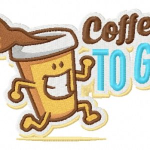 Coffee to go embroidery design