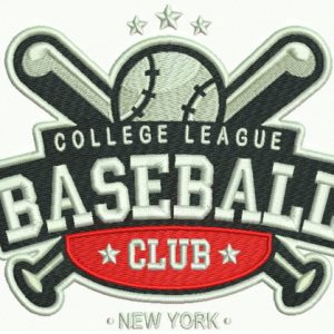 College league baseball club embroidery design