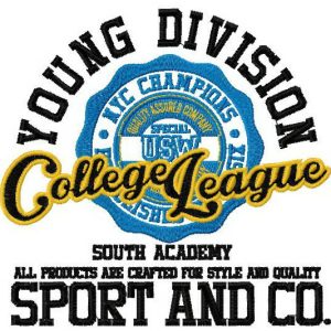 College league logo embroidery design
