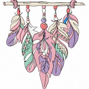 Colorful feathers embroidery design