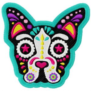 Colorful French Bulldog embroidery design