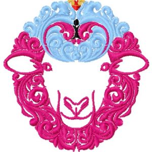 Colorful lamb embroidery design