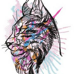 Colorful maine coon embroidery design