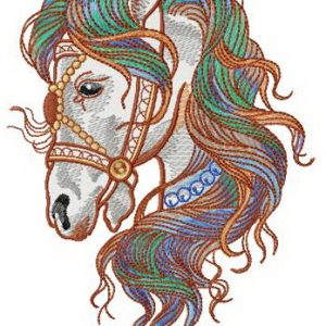 Colorful mane embroidery design