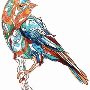Colorful sparrow embroidery design