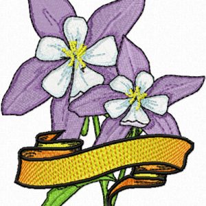 Columbine Flower with Banner  embroidery design
