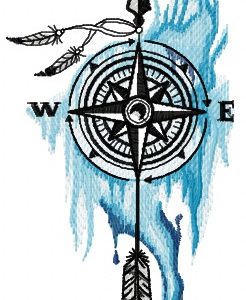 Compass and spirits embroidery design