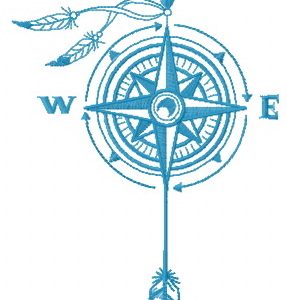 Compass and wind embroidery design