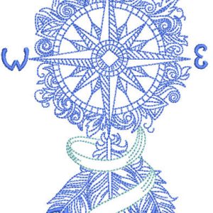 Compass dreamcatcher embroidery design