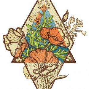 Composition with poppies embroidery design