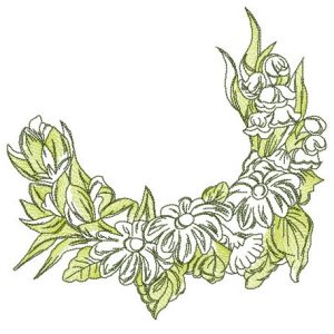 Composition with spring flowers embroidery design
