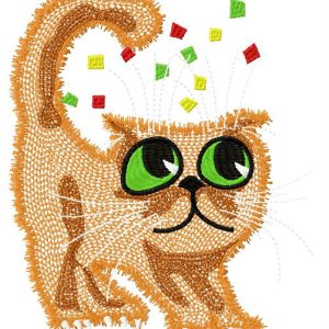Confetti kitty embroidery design