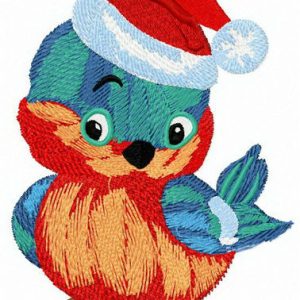 Confused bullfinch embroidery design