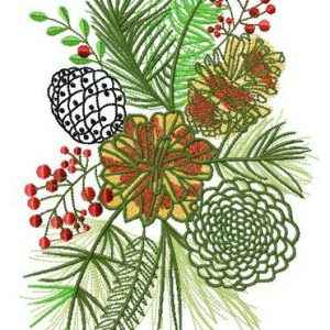 Coniferous bouquet embroidery design