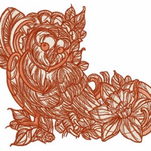 Coquet owl with daffodil embroidery design