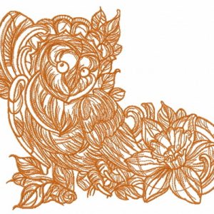 Coquet owl one color embroidery design