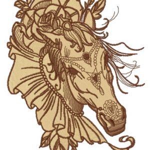 Coquette horse embroidery design