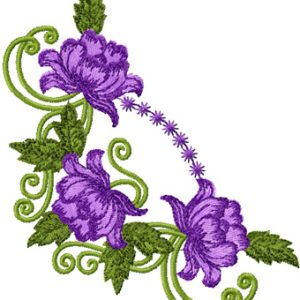 Violet Rose Corner  embroidery design