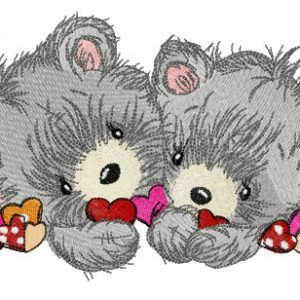 Couple of bears embroidery design