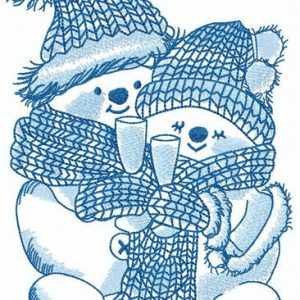 Couple of snowmen embroidery design