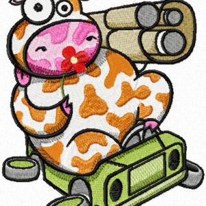 Cow - "I Don't Like War, I Like Flower" - Manimals embroidery design