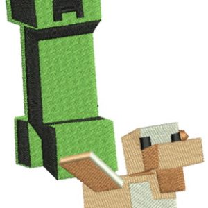 Creeper and duck embroidery design