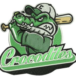 Crocodiles baseball mascot embroidery design