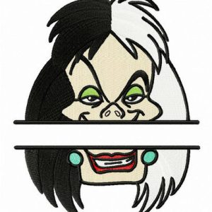 Cruella de Vil monogram embroidery design