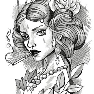 Crying lady embroidery design