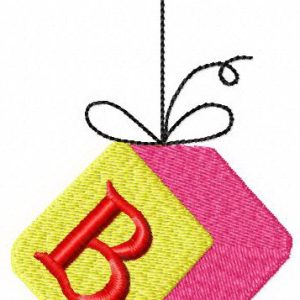 Cube with letter B embroidery design