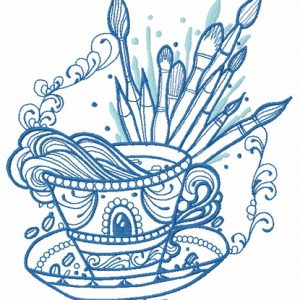 Cup with inspiration embroidery design