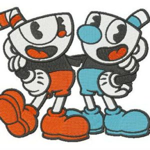 Cuphead and Mugman embroidery design