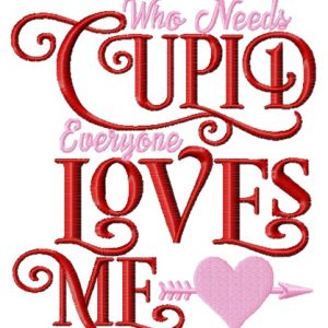 Cupid loves me embroidery design