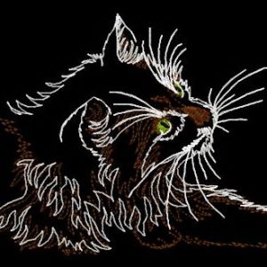 Curious cat embroidery design