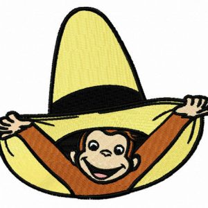 Curious George with hat embroidery design