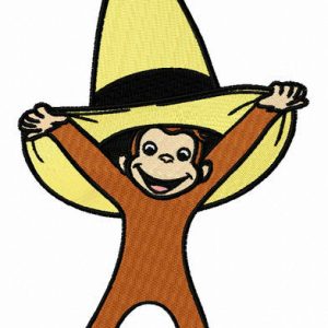 Curious George with yellow hat embroidery design
