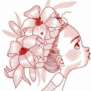 Curious girl embroidery design
