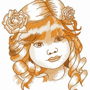 Curious miss embroidery design