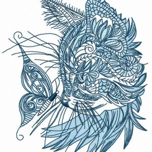Curious mosaic cat 2 embroidery design