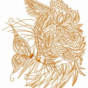 Curious mosaic cat 3 embroidery design