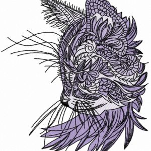 Curious mosaic cat 5 embroidery design