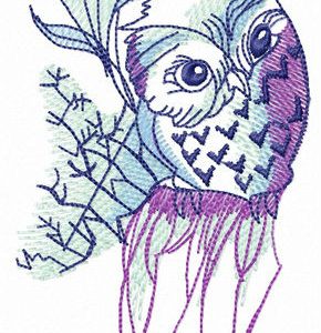 Curious owl embroidery design