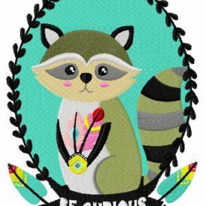 Curious raccoon embroidery design