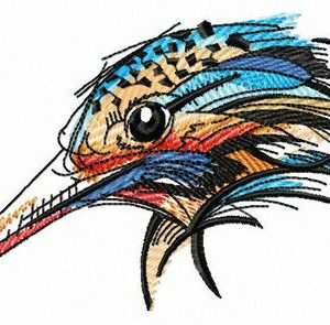 Curious woodpecker embroidery design