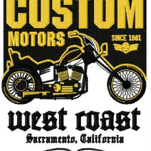 Custom Motors badge embroidery design